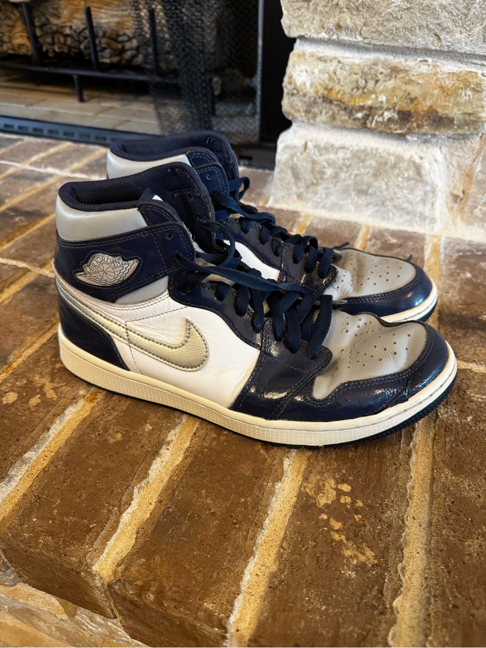 Air Jordan 1 Retro High OG Navy Metallic Silver Golf
